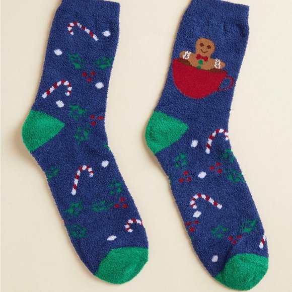 ❤️NWT VINTAGE TORRID CREW SOCKS GINGERBREAD MAN & CANDY CANE CHRISTMAS HOLIDAY - Picture 1 of 8